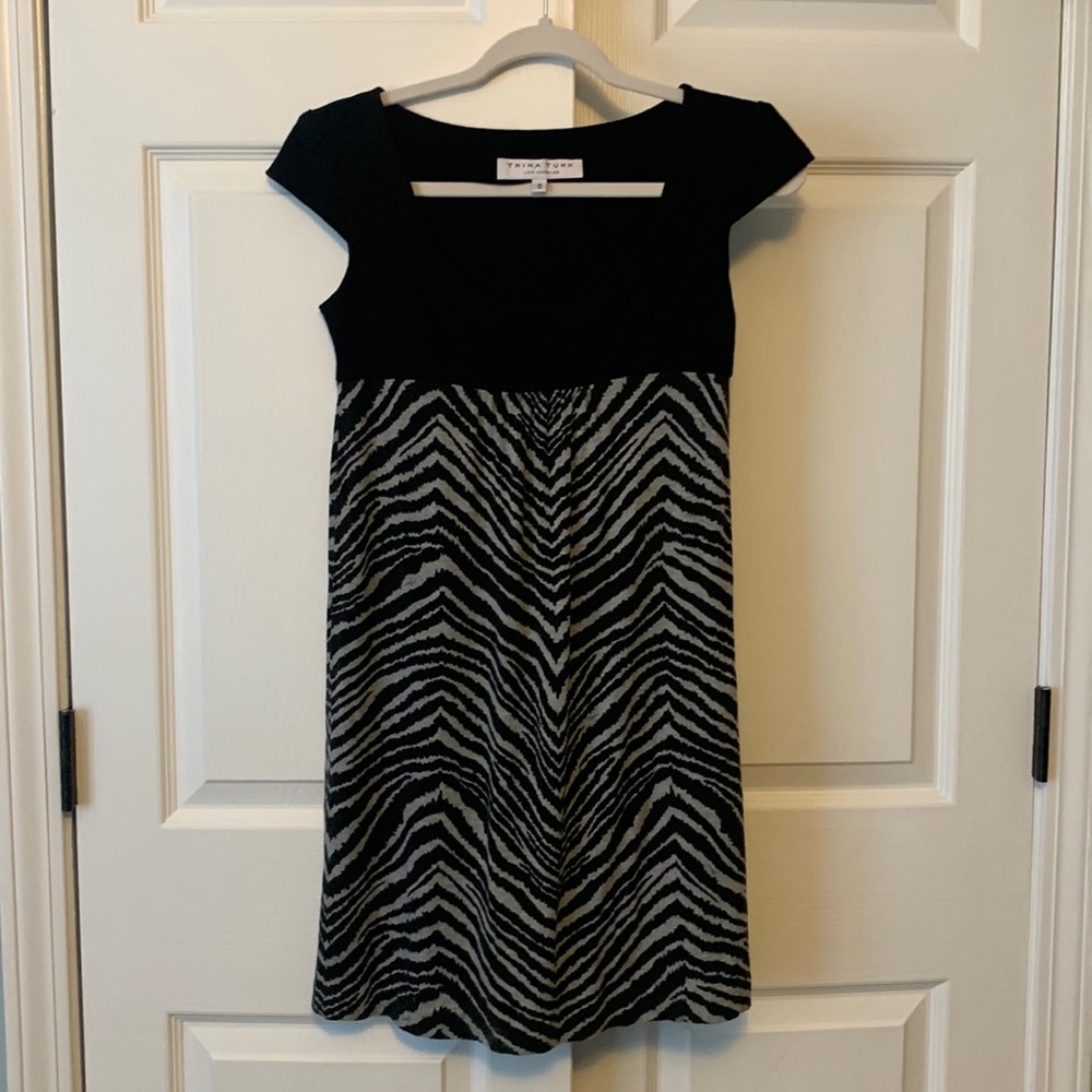 Trina Turk Zebra Print Cap Sleeve Dress